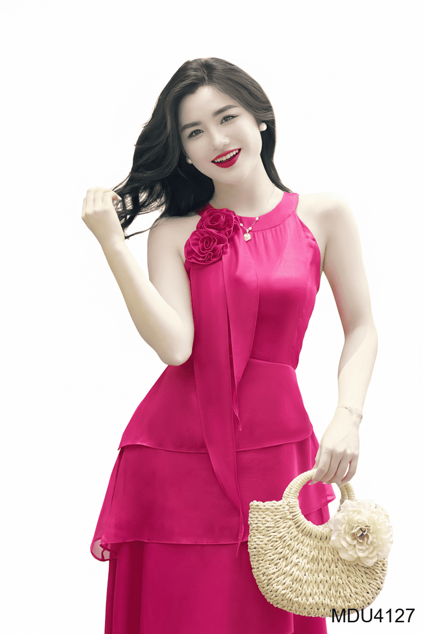 Alternative view of ROSE GLEAM SILKFLOW – LUXE KOREAN SHIMMER IN GRACEFUL LONG ELEGANCE | MDU4127