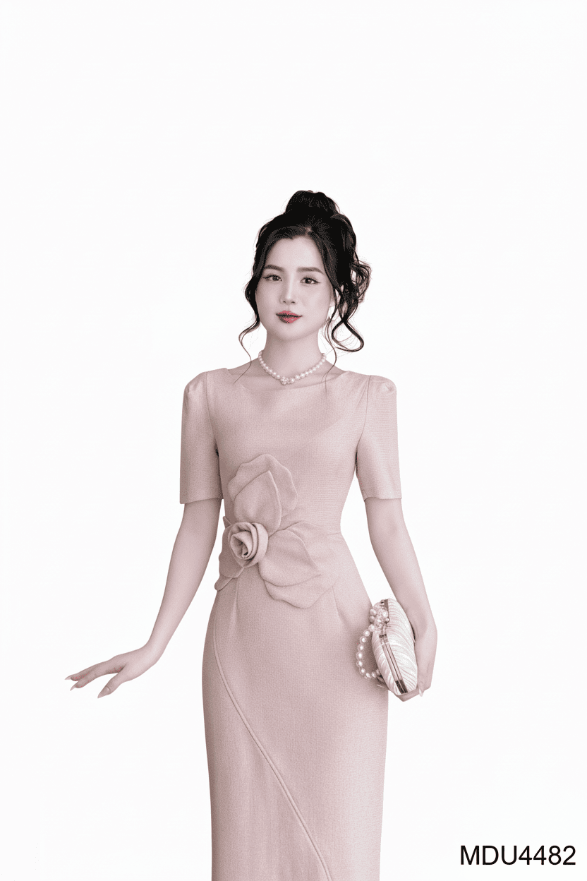 Alternative view of BLUSH ROSE SHEATH DRESS – SCULPTED SOPHISTICATION | MDU4482