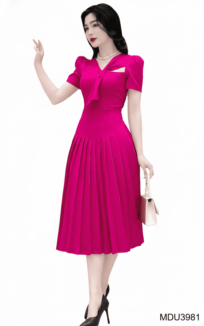 MAGENTA GLAM – FEMININE PLEATS IN ELEGANT DESIGN | MDU3981 - Image 2