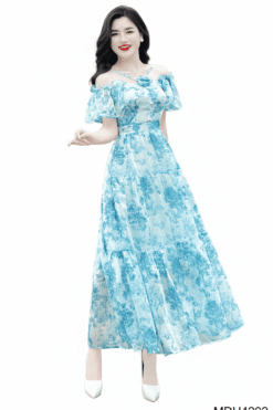 AZURE WHISPER – SOFT FLORAL CHARM IN BREEZY CHIFFON | MDU4202