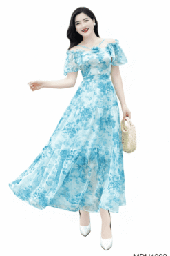 Alternative view of AZURE WHISPER – SOFT FLORAL CHARM IN BREEZY CHIFFON | MDU4202