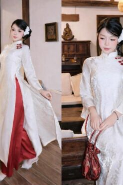 PEARL IVORY TRADITIONAL AO DAI – PURE ELEGANCE | MUS256