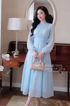 SERENE PASTEL SILK MIDI – ETHEREAL ELEGANCE | MDU2334