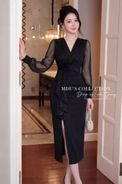 NOIR DRAPED MIDNIGHT – PREMIUM XLEO & CRINKLE SILK | MDU5789