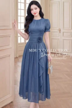 COBALT ARTISAN FLOW – PREMIUM KOREAN GLOSS SILK | MDU5916