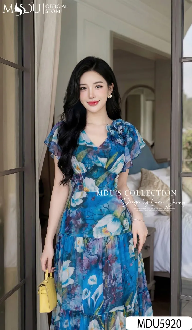AZURE BREEZE FLOWING MAXI – PREMIUM KOREAN GLOSS SILK | MDU5920 - Image 2