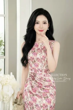 Alternative view of IVORY BLOSSOM FISHTAIL MIDI – PREMIUM MANGO SILK | MDU5096