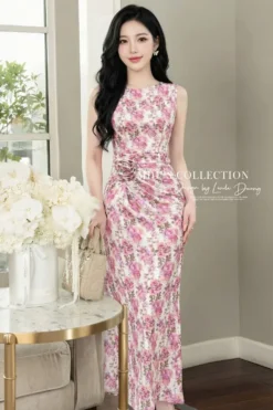 IVORY BLOSSOM FISHTAIL MIDI – PREMIUM MANGO SILK | MDU5096