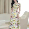 ELEGANT FLORAL OFF-SHOULDER MIDI – PREMIUM TƠ HÀN | MDU4172